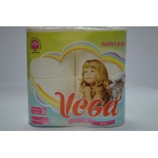 Туалетная бумага "Вега" по 4 рулона в упаковке, 2 слойная белая